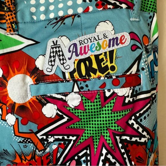 Men's Royal Awesome Comic Print Golf Pants with Tee / Pen / Scorecard holders 34 - Picture 5 of 5